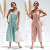 The Best Rompers Summer Women Casual Loose Linen Cotton Jumpsuit New Sleeveless Backless Pocket Playsuit Trousers Overalls Online - Hplify