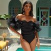 The Best Sexy Women Bodysuit Mesh Off Shoulder Leotard Top Shirt Ladies Thong Bodysuit Jumpsuit Evening Party Clubwear Online - Hplify