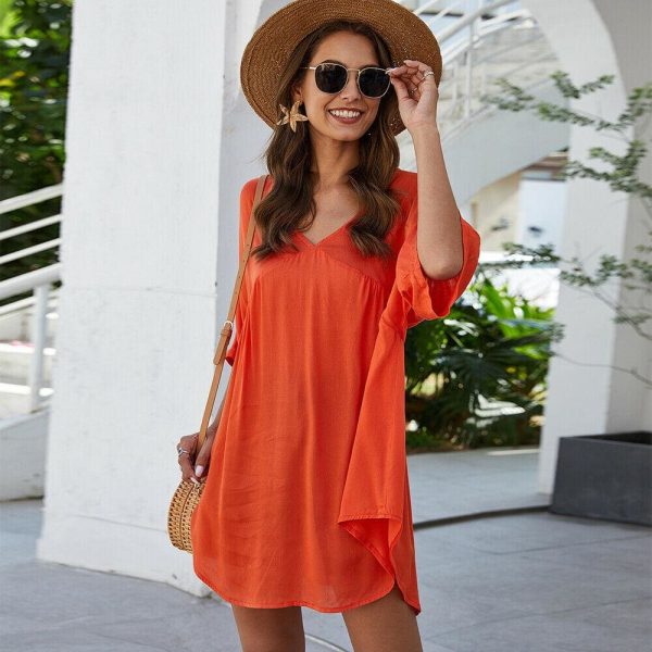 The Best Short Sleeve Tunic Top Pullover Ladies Casual Solid Loose Jumper Blouse Tee Shirt Online - Hplify