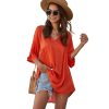 The Best Short Sleeve Tunic Top Pullover Ladies Casual Solid Loose Jumper Blouse Tee Shirt Online - Hplify