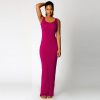 The Best Slim Maxi Dress Stretch Tank Robe Thin Long Dress O-Neck Sleeveless Online - Source Silk