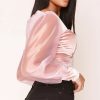 The Best Slim Square Neck Crop Tops Stretch Evening Party Tops Blouse Shirt Online - Hplify