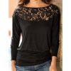 The Best Solid Blouse Women Loose Lace Shirt Blouse Blusa Feminina Shirt Top Plus Size Online - Hplify