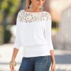 The Best Solid Blouse Women Loose Lace Shirt Blouse Blusa Feminina Shirt Top Plus Size Online - Hplify