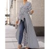 The Best Spring Autumn Women Blouse Black Strips V-Neck Long Sleeve Work Shirts Women office Tops Striped Blouse for Business Online - Hplify
