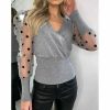 The Best Spring Mesh Long Sleeve Shirt Sexy V Neck Long Sleeve Casual blouses Tops Online - Hplify