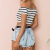 The Best Streetwear Women Summer Casual Striped Off Shoulder Short Shirt Fashion Beach Crop Top Vest Tank Online - Hplify
