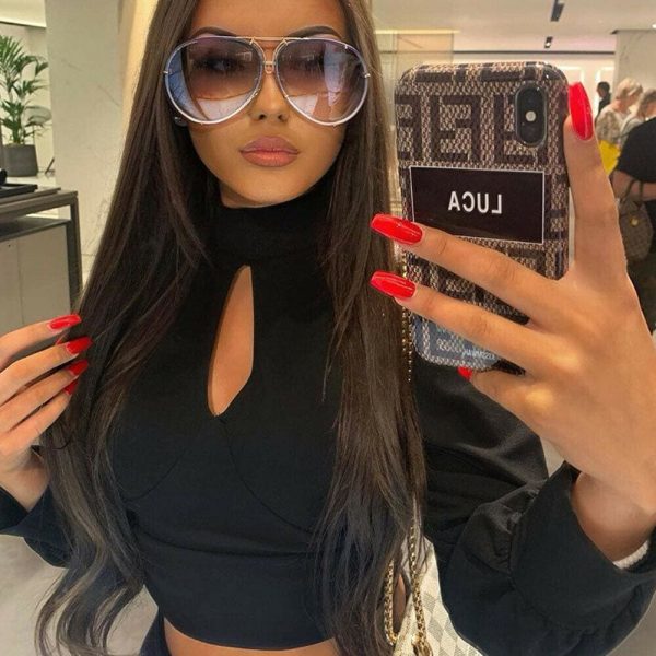 The Best Stylish Women's Casual Hollow Out Long Sleeve Tops Shirt Autumn Ladies Round Neck Slim Fit Party Blouse Tops Online - Hplify