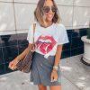 The Best Summer Casual Print T-Shirts Fashion Women O Neck Short Sleeve Loose Tshirt Big Lips Printed T Shirt Women Online - Hplify