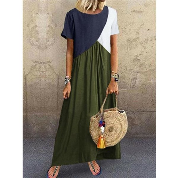 The Best Summer Dress For Women Ladies Boho Maxi Dress Casual Short Sleeve Office Dress Holiday Beach Sundress Plus Size Online - Hplify