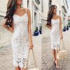 The Best Summer Dress Ladies Holiday Party Sleeveless Bodycon Sexy Short Mini Lace Sundress Online - Hplify
