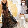 The Best Summer Holiday Women Mesh See-Through High Waist Long Maxi Polka Dots Skirt Online - Hplify