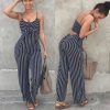 The Best Summer Hot Bodycon Backless Stripe Jumpsuits Women Party Clubwear Jumpsuits Casual Bowtie Overalls Long Pant Trousers Online - Hplify