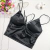 The Best Summer Satin Crop Tops Women Bralette Bustier Bra Vest Shirt V Neck Ladies Tops Online - Hplify