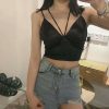 The Best Summer Satin Crop Tops Women Bralette Bustier Bra Vest Shirt V Neck Ladies Tops Online - Hplify