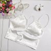 The Best Summer Satin Crop Tops Women Bralette Bustier Bra Vest Shirt V Neck Ladies Tops Online - Hplify