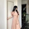 The Best Summer Vintage V-neck Single Breasted Dress Women's Lovely Dresses Online - Hplify