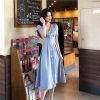 The Best Summer Vintage V-neck Single Breasted Dress Women's Lovely Dresses Online - Hplify