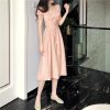 The Best Summer Vintage V-neck Single Breasted Dress Women's Lovely Dresses Online - Hplify