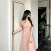 The Best Summer Vintage V-neck Single Breasted Dress Women's Lovely Dresses Online - Hplify