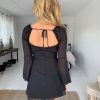 The Best Summer Women Bandage Bodycon Long Sleeve Sundress Ladies Mesh Perspective Backless Party Club Mini Dress Online - Hplify