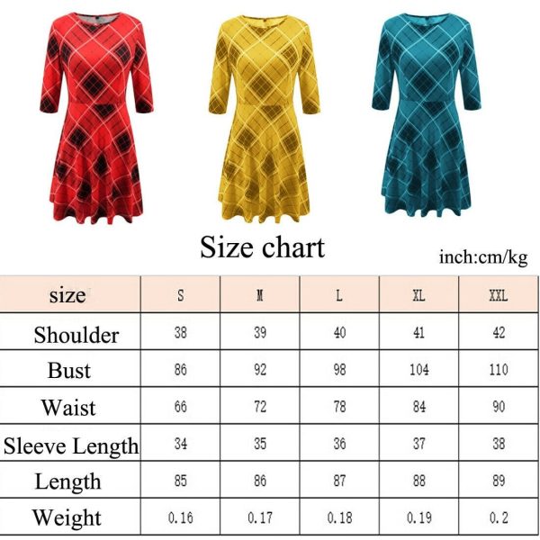 The Best Summer Women Boho Plaid Check Midi Dress Ladies Elegant Formal Party Beach Wrap Casual Bodycon Round Neck Dress Online - Hplify