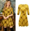 The Best Summer Women Boho Plaid Check Midi Dress Ladies Elegant Formal Party Beach Wrap Casual Bodycon Round Neck Dress Online - Hplify