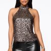 The Best Summer Women Casual High Neck Vest Top Sexy Ladies Sleeveless Casual Slim Blouse Leopard Beach Holiday Tank Tops Online - Hplify