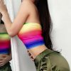 The Best Summer Women Casual Off Shoulder Stretch Tank Top Vest Blouse Fashion Ladies Sleeveless Rainbow Print Crop Tops Shirt Online - Hplify