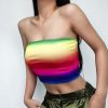 The Best Summer Women Casual Off Shoulder Stretch Tank Top Vest Blouse Fashion Ladies Sleeveless Rainbow Print Crop Tops Shirt Online - Hplify