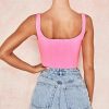 The Best Summer Women Casual Tank Vest Clubwear Sleeveless Square Neck Tank Tops Bandeau Slim Fit Solid Crop Tops Blouse Online - Hplify