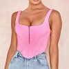 The Best Summer Women Casual Tank Vest Clubwear Sleeveless Square Neck Tank Tops Bandeau Slim Fit Solid Crop Tops Blouse Online - Hplify