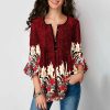 The Best Summer Women Casual Tops Blouse New Fashion Ladies Bell Sleeve Floral V Neck Tops Shirt Tunic Summer Holiday Clothes Online - Hplify