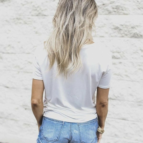The Best Summer Women Casual Tops Short Sleeve Fashion Crew Neck Loose Beach Floral Printed Letter Cotton T-Shirt Online - Hplify