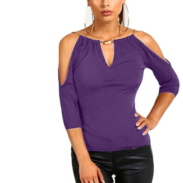 The Best Summer Women Cotton Blouse Shirt Leakage Shoulder Ladies Slim Casual Female Tops Tees Women Clothes Hot Online - Hplify