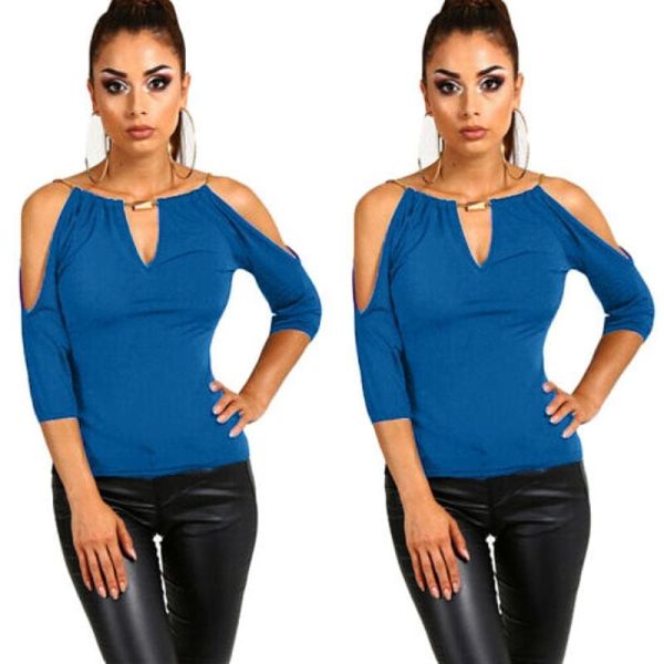 The Best Summer Women Cotton Blouse Shirt Leakage Shoulder Ladies Slim Casual Female Tops Tees Women Clothes Hot Online - Hplify