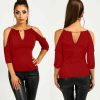The Best Summer Women Cotton Blouse Shirt Leakage Shoulder Ladies Slim Casual Female Tops Tees Women Clothes Hot Online - Hplify