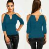 The Best Summer Women Cotton Blouse Shirt Leakage Shoulder Ladies Slim Casual Female Tops Tees Women Clothes Hot Online - Hplify