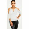 The Best Summer Women Cotton Blouse Shirt Leakage Shoulder Ladies Slim Casual Female Tops Tees Women Clothes Hot Online - Hplify