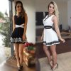 The Best Summer Women Dress OL Lady Sleeveless O-neck Lace Patchwork Casual Slim Fit Hollow Out Mini Waist Dress white black Online - Hplify