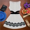 The Best Summer Women Dress OL Lady Sleeveless O-neck Lace Patchwork Casual Slim Fit Hollow Out Mini Waist Dress white black Online - Hplify