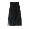The Best Summer Women Elastic Mesh Tulle Pleated Skirt Ladies Casual Holiday A-Line High Waist Solid Long Maxi Skirt Online - Hplify