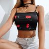 The Best Summer Women Ladies Strappy Bandage Elastic Suspender Vest Casual Crop Top Cherry Print Sleeveless Tank Tops Online - Hplify