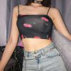 The Best Summer Women Ladies Strappy Bandage Elastic Suspender Vest Casual Crop Top Cherry Print Sleeveless Tank Tops Online - Hplify