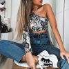 The Best Summer Women Lady Casual Snake Print One shoulder Elastic Tube Crop Tops Vest Fashion Beach Streetwear Online - Hplify