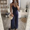 The Best Summer Women New Deep V-Neck Sleeveless Wide Leg Jumpsuit Polka Dot Rompers Fashion Ladies Clubwear Holiday Casual Jumpsuit Online - Hplify
