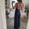 The Best Summer Women New Deep V-Neck Sleeveless Wide Leg Jumpsuit Polka Dot Rompers Fashion Ladies Clubwear Holiday Casual Jumpsuit Online - Hplify