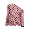The Best Summer Women New Striped Loose Blouse Fashion Ladies Off Shoulder Lace Up Shirts Female Elegant Tops Blouses Online - Hplify
