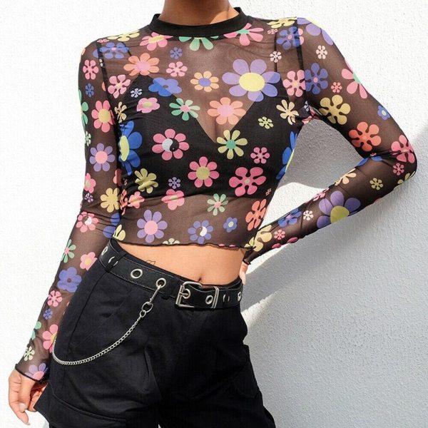 The Best Summer Women O-neck Chic Ladies Tops Loose Long Sleeve T-Shirt Casual See Through Stylish Slimmer Fashion Women Tees Online - Hplify