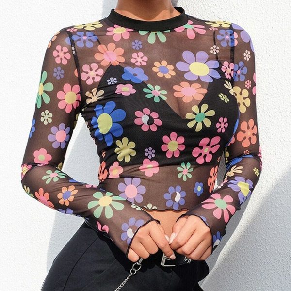 The Best Summer Women O-neck Chic Ladies Tops Loose Long Sleeve T-Shirt Casual See Through Stylish Slimmer Fashion Women Tees Online - Hplify